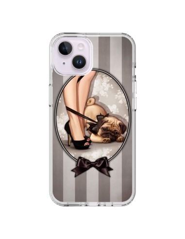Cover iPhone 14 Plus Lady Nero Papillon Cane Luxe - Maryline Cazenave