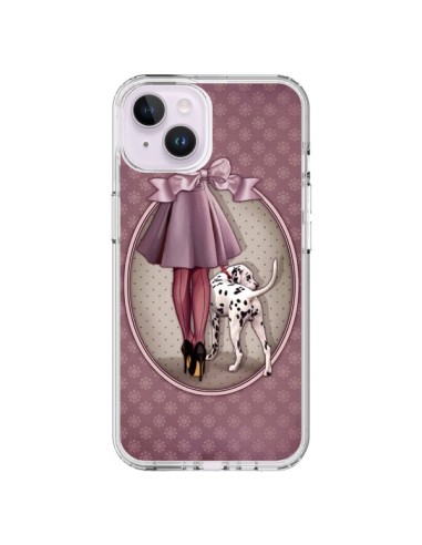 Cover iPhone 14 Plus Lady Cane Dalmata Vestito Pois - Maryline Cazenave