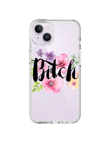 Coque iPhone 14 Plus Bitch Flower Fleur Transparente - Maryline Cazenave