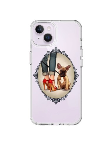 Coque iPhone 14 Plus Lady Jambes Chien Bulldog Dog Transparente - Maryline Cazenave