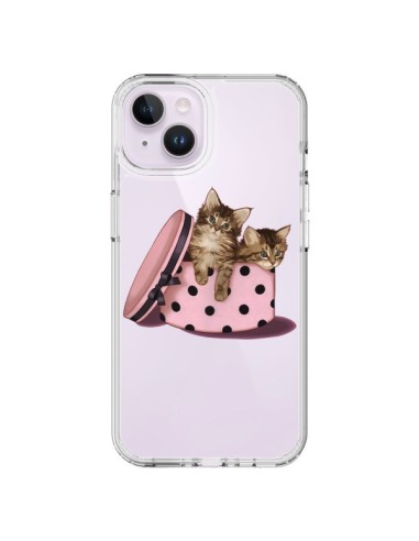 Coque iPhone 14 Plus Chaton Chat Kitten Boite Pois Transparente - Maryline Cazenave
