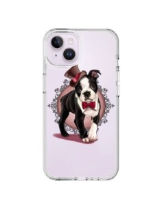 Coque iPhone 14 Plus Chien Bulldog Dog Gentleman Noeud...
