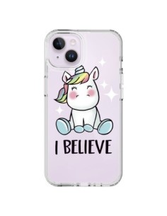 Coque iPhone 14 Plus Licorne I Believe Transparente -...
