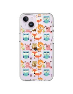 Cover iPhone 14 Plus Renard Ecureuil Coniglio Hibou...