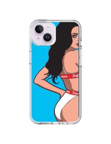 Coque iPhone 14 Plus Pop Art Femme Bleu - Mikadololo