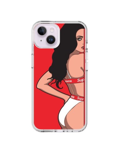 Coque iPhone 14 Plus Pop Art Femme Rouge - Mikadololo