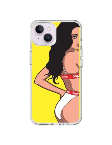 Coque iPhone 14 Plus Pop Art Femme Jaune - Mikadololo