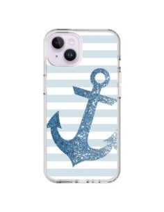 Coque iPhone 14 Plus Ancre Bleu Navire - Monica Martinez