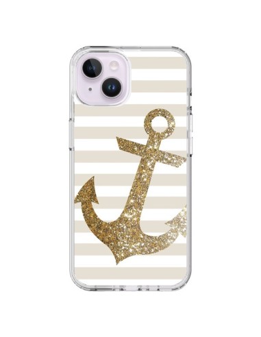 Coque iPhone 14 Plus Ancre Or Navire - Monica Martinez