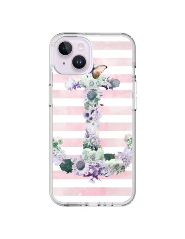 iPhone 14 Plus Case Ancora Marina Pink Flowers - Monica Martinez