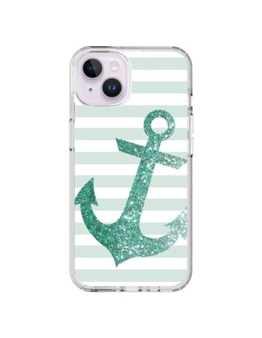 Coque iPhone 14 Plus Ancre Vert Navire - Monica Martinez