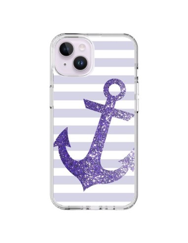 Coque iPhone 14 Plus Ancre Violet Navire - Monica Martinez