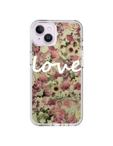 Coque iPhone 14 Plus Love Blanc Flower - Monica Martinez