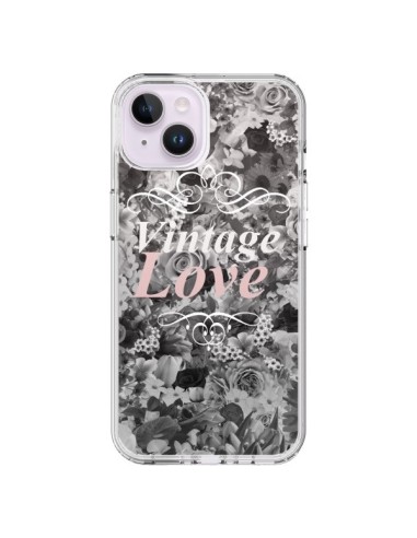 iPhone 14 Plus Case Vintage Love Black Flowers - Monica Martinez