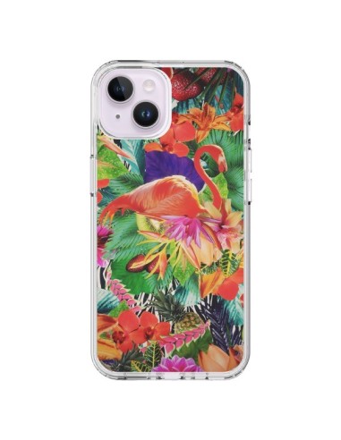 Coque iPhone 14 Plus Tropical Flamant Rose - Monica Martinez