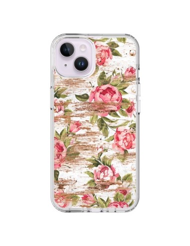 Cover iPhone 14 Plus Eco Amore Pattern Legno Fiori - Maximilian San