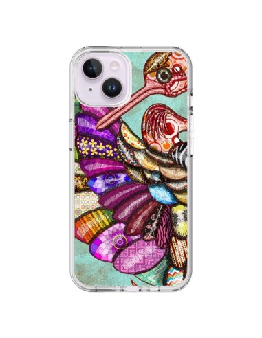 Coque iPhone 14 Plus Paon Multicolore Eco Bird - Maximilian San