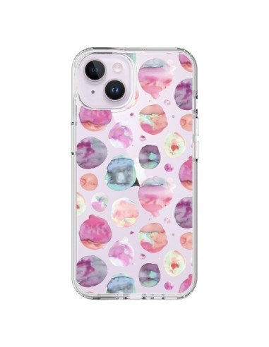 Coque iPhone 14 Plus Big Watery Dots Pink - Ninola Design