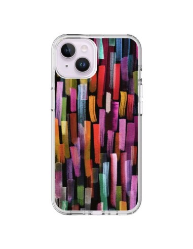 Coque iPhone 14 Plus Colorful Brushstrokes Black - Ninola Design