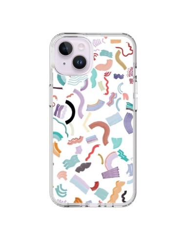 Coque iPhone 14 Plus Curly and Zigzag Stripes White - Ninola Design