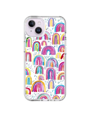 Coque iPhone 14 Plus Cute Watercolor Rainbows - Ninola Design