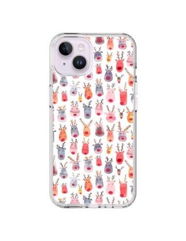 Coque iPhone 14 Plus Cute Winter Reindeers - Ninola Design