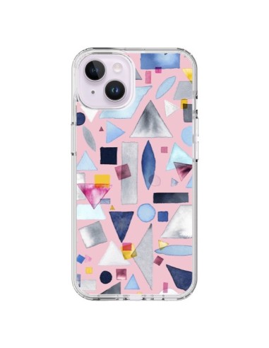 Coque iPhone 14 Plus Geometric Pieces Pink - Ninola Design