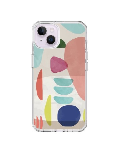 Coque iPhone 14 Plus Moody Geometry Multi White - Ninola Design