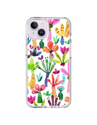 iPhone 14 Plus Case Overlapped WaterColor Dots Flowers - Ninola Design