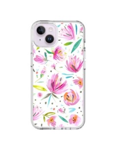iPhone 14 Plus Case Painterly Waterolor Texture Flowers -...