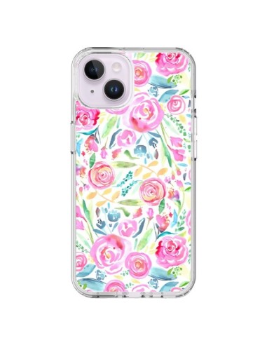 Coque iPhone 14 Plus Speckled Watercolor Pink - Ninola Design