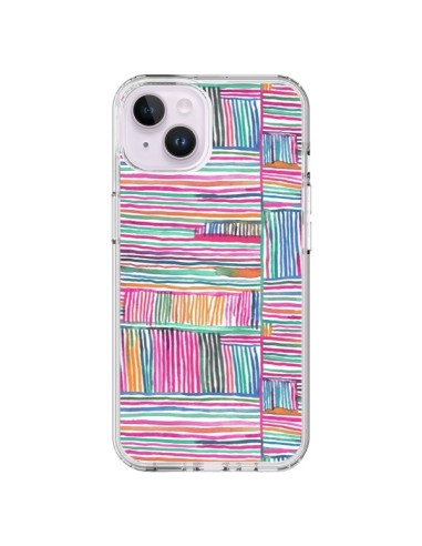 Coque iPhone 14 Plus Watercolor Linear Meditation Pink - Ninola Design