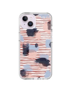 Cover iPhone 14 Plus Watercolor Stains Righe Rosse -...