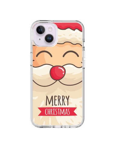 Coque iPhone 14 Plus Moustache du Père Noël Merry Christmas - Nico
