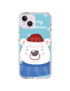 Cover iPhone 14 Plus Orso Bianco di Natale Merry...