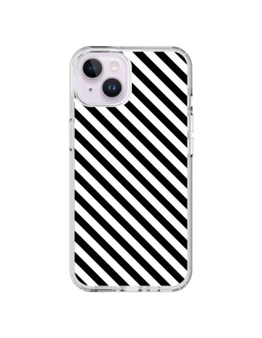 Coque iPhone 14 Plus Bonbon Candy Noire et Blanche Rayée - Nico