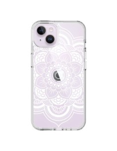 Cover iPhone 14 Plus Mandala Bianco Azteco Trasparente -...
