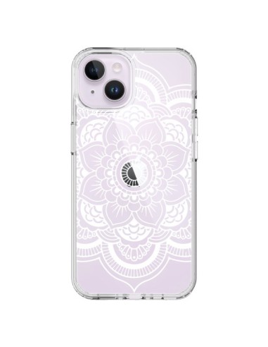 Coque iPhone 14 Plus Mandala Blanc Azteque Transparente - Nico