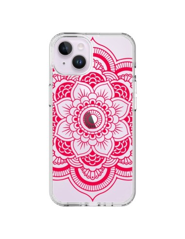 Coque iPhone 14 Plus Mandala Rose Fushia Azteque Transparente - Nico