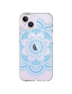 Coque iPhone 14 Plus Mandala Bleu Azteque Transparente -...