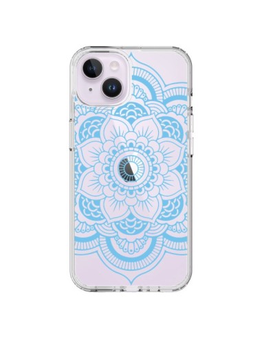 Coque iPhone 14 Plus Mandala Bleu Azteque Transparente - Nico