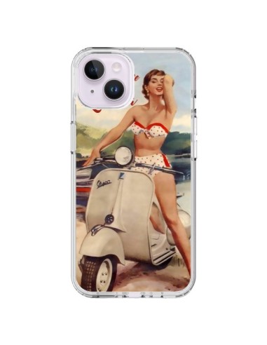 Coque iPhone 14 Plus Pin Up With Love From the Riviera Vespa Vintage - Nico