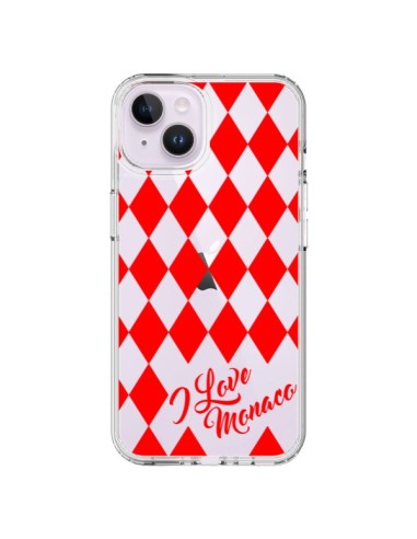 Coque iPhone 14 Plus I Love Monaco et Losange Rouge - Nico