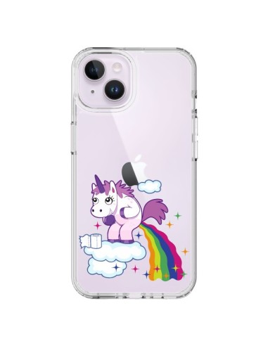 Cover iPhone 14 Plus Unicorno Caca Arcobaleno Trasparente - Nico