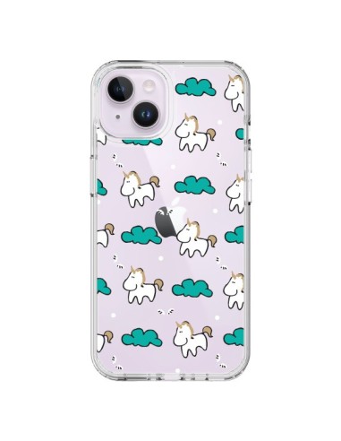 Cover iPhone 14 Plus Unicorno e Nuvole Trasparente - Nico