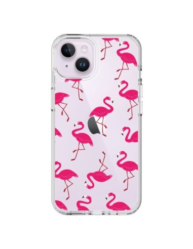 Coque iPhone 14 Plus flamant Rose et Flamingo Transparente - Nico