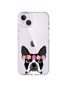 Coque iPhone 14 Plus Boston Terrier Fleurs Chien...