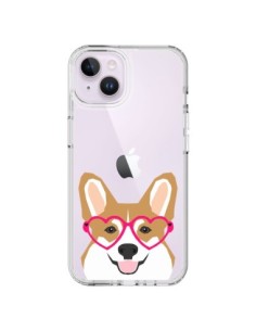 iPhone 14 Plus Case Dog Funny Eyes Hearts Clear - Pet...