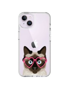 iPhone 14 Plus Case Cat Brown Eyes Hearts Clear - Pet...