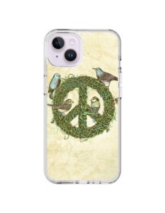 Coque iPhone 14 Plus Peace And Love Nature Oiseaux -...